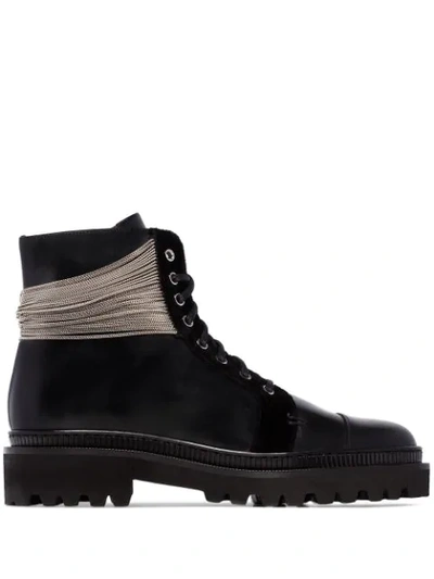 Shop Balmain Ranger Chain-trimmed Boots In Black