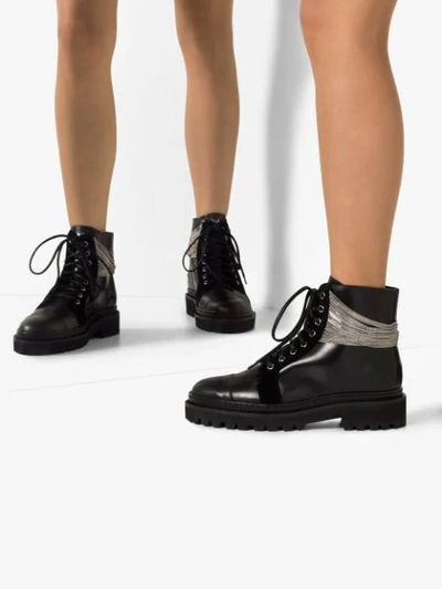 Shop Balmain Ranger Chain-trimmed Boots In Black