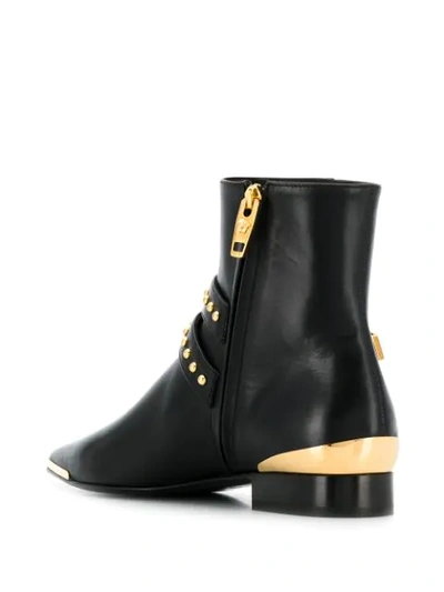 Shop Versace Buckle Stud Ankle Boots In Black
