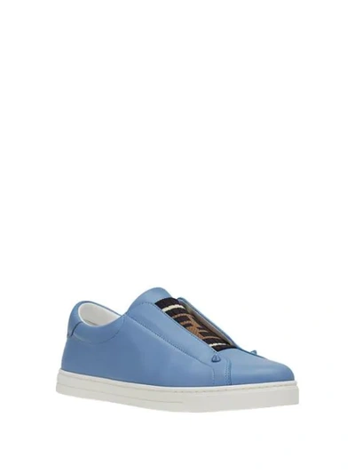 Shop Fendi Zucca Ribbed Slip-on Sneakers In Blue