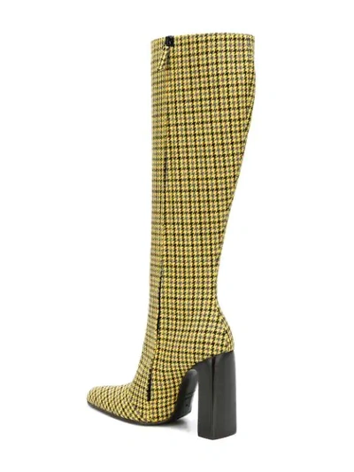 Shop Balenciaga Houndstooth Boots In Yellow