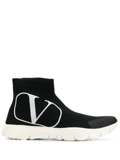 Shop Valentino Vlogo Sock Sneakers In Black