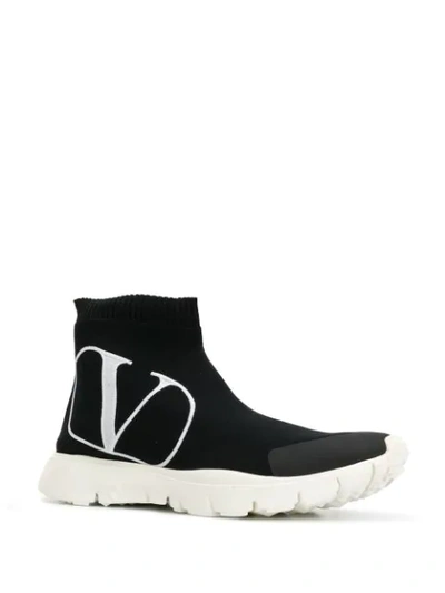 Shop Valentino Vlogo Sock Sneakers In Black