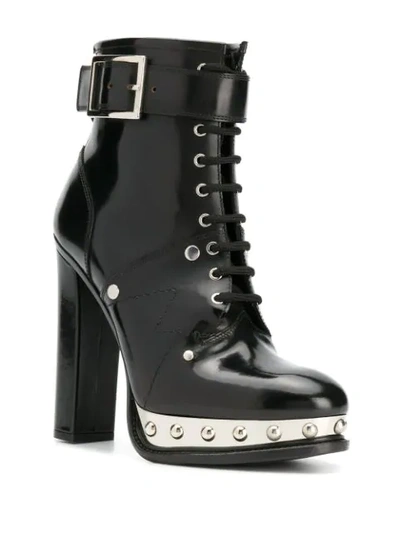 ALEXANDER MCQUEEN METALLIC STUDDED PLATFORM BOOTS - 黑色