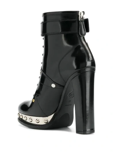 Shop Alexander Mcqueen Patent Stud Platform Boots In Black