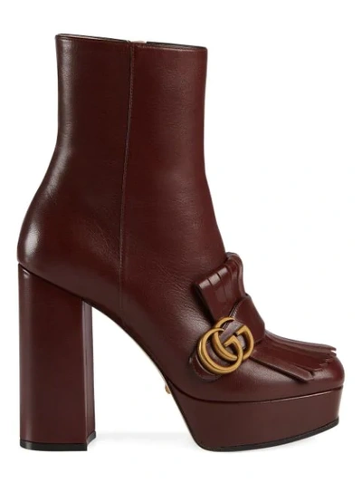 Shop Gucci Gg Marmont Heeled Boots In Red