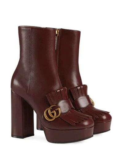 Shop Gucci Gg Marmont Heeled Boots In Red