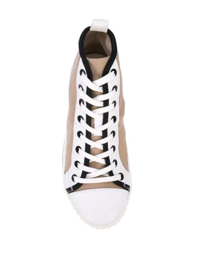 Shop Carven Hi-top Lace Up Sneakers In Neutrals