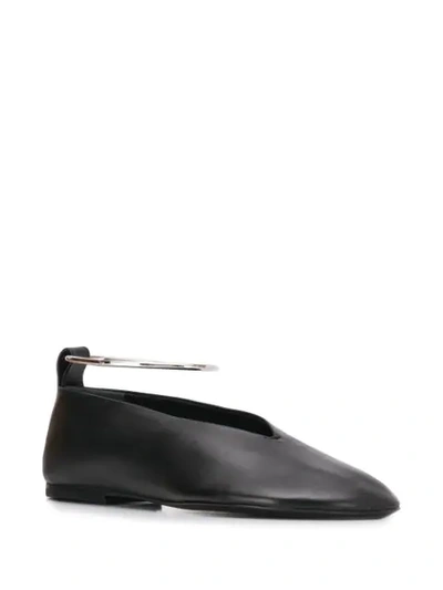Shop Jil Sander Ankle Strap Ballerina Shoes In Black