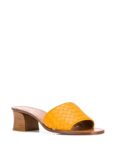 Shop Bottega Veneta Weaved Leather Sandals In Yellow