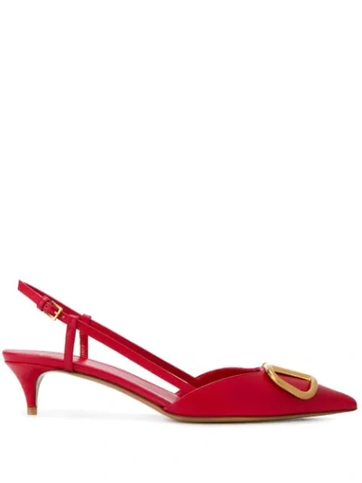 Shop Valentino Vlogo Slingback Pumps In Red