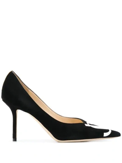 Shop Jimmy Choo Love 85mm Logo Pumps In Black