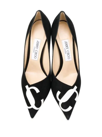 Shop Jimmy Choo Love 85mm Logo Pumps In Black