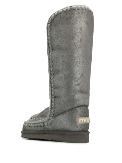 Shop Mou Eskimo Metallic Knee-high Boots In Grey