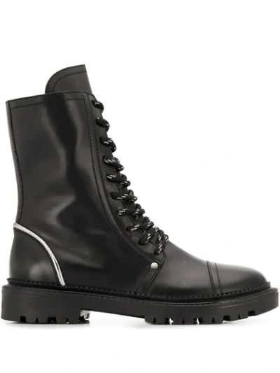 Shop Casadei Combat Lace-up Ankle Boots In Black
