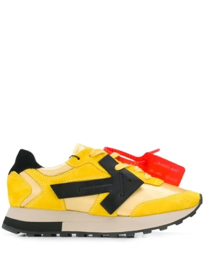 Shop Off-white Arrow Runner Sneakers In Yellow