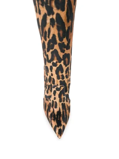 Shop Casadei Over The Knee Animal Print Boots In Brown