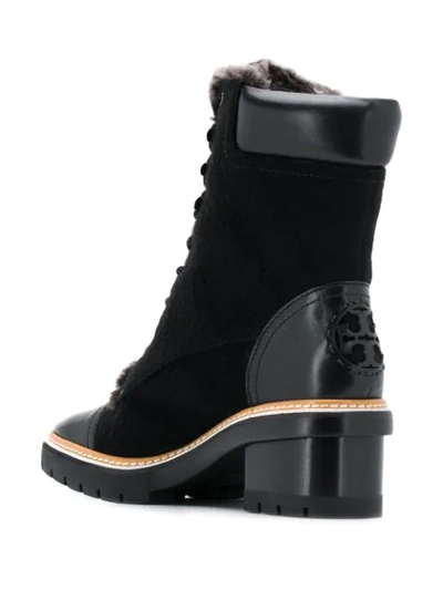 Shop Tory Burch Fur-trimmed Ankle Boots In Black