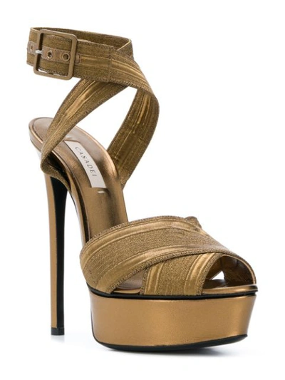 Shop Casadei Crossover Strap Sandals - Metallic