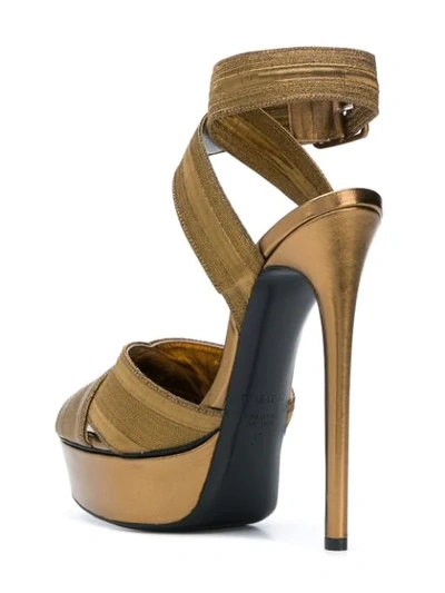 Shop Casadei Crossover Strap Sandals - Metallic