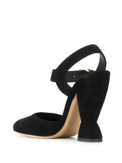 Shop Ferragamo Sculptural Heel Mary Jane Sandals In Black