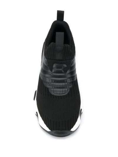 Shop Emporio Armani Running Sneakers In Black