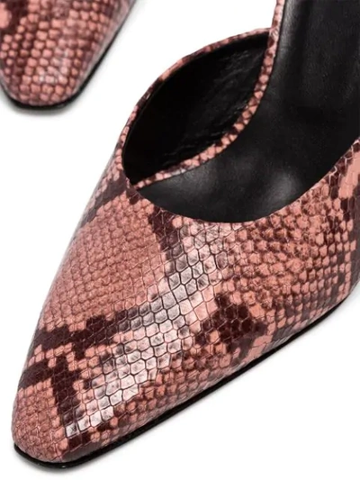 Shop Aeyde Signe Snake-effect Mules In Pink