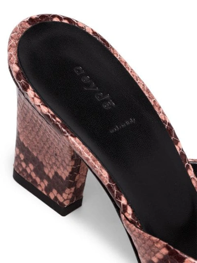 Shop Aeyde Signe Snake-effect Mules In Pink