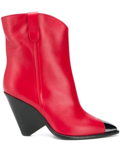 Shop The Seller Metallic Toe Ankle Boots In Red