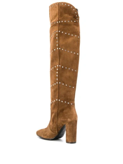 Shop Via Roma 15 Studded Knee High Boots In Brown