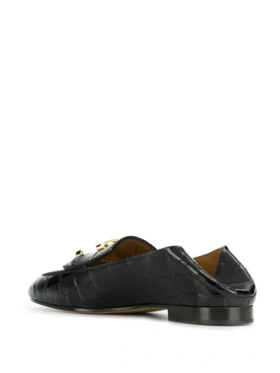 Shop Chloé C Croc-effect Loafers In Black