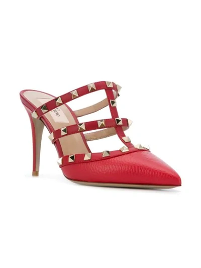 Shop Valentino Rockstud Pointed Toe Mules In Red
