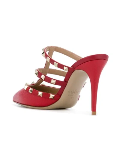 Shop Valentino Rockstud Pointed Toe Mules In Red