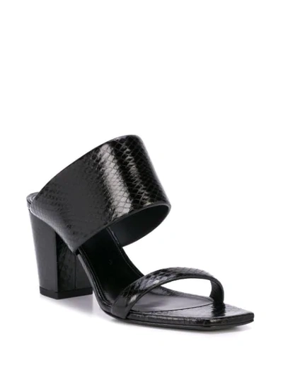 Shop Saint Laurent Embossed Snakeskin Effect Oak Mules In Nero