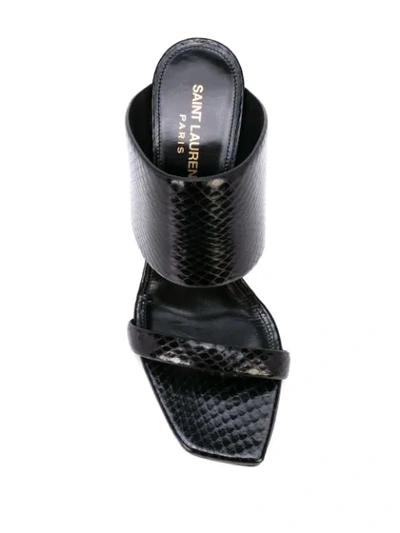 Shop Saint Laurent Embossed Snakeskin Effect Oak Mules In Nero