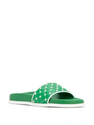 Shop Valentino Garavani Free Rockstud Spike Slides In Green