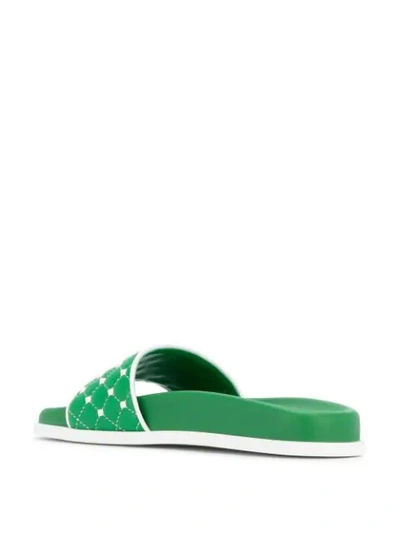 Shop Valentino Garavani Free Rockstud Spike Slides In Green