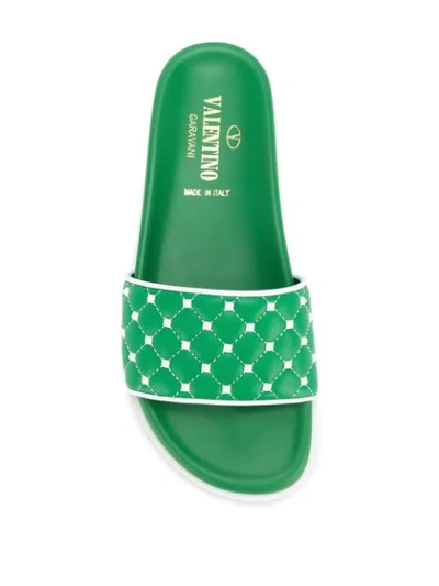 Shop Valentino Garavani Free Rockstud Spike Slides In Green