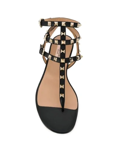 VALENTINO VALENTINO GARAVANI ROCKSTUD THONG SANDALS - 黑色