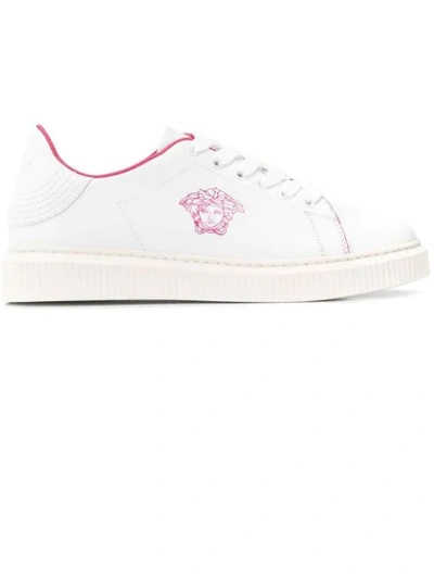 Shop Versace Medusa Lace-up Sneakers In White