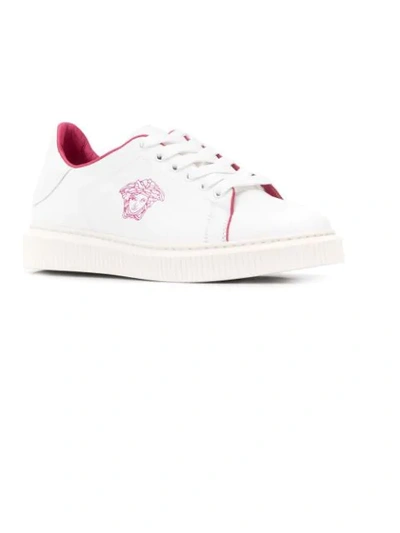 Shop Versace Medusa Lace-up Sneakers In White