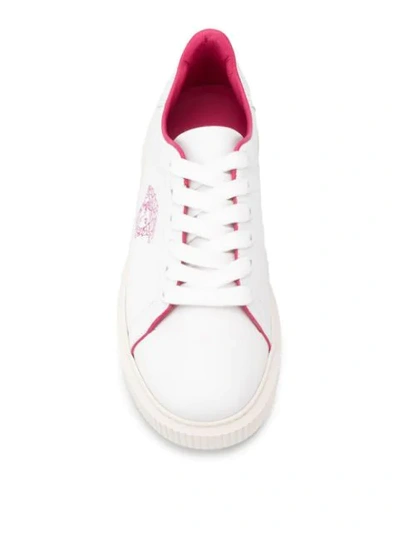 Shop Versace Medusa Lace-up Sneakers In White
