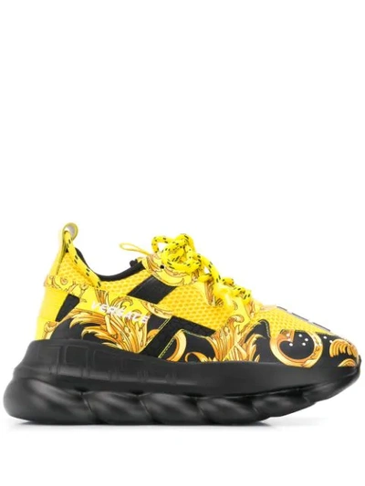 Shop Versace Chain Reaction Sneakers In Yellow