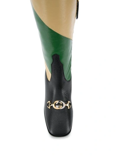 Shop Gucci Zummi Gg Horsebit Striped Knee-high Boots In Black
