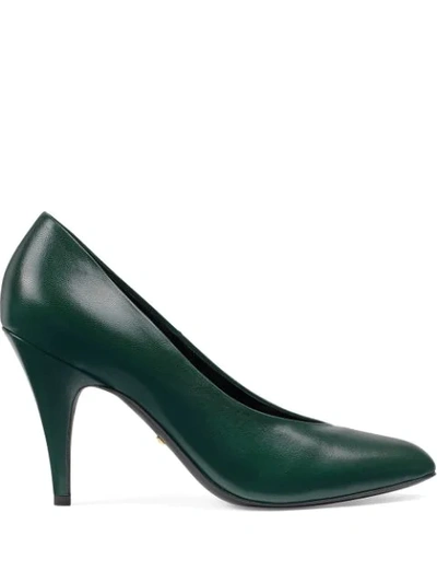 Shop Gucci Leather Pumps In Green