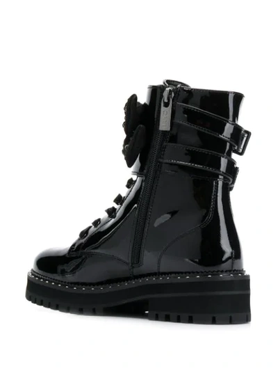 Shop Liu •jo Bow And Studs Lace-up Boots In Black