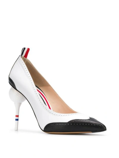 Shop Thom Browne Golf Ball And Tee Leather High Heel In White