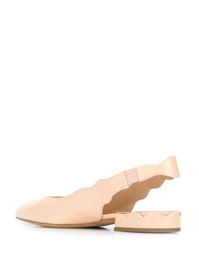 CHLOÉ SCALLOPED BALLERINA SHOES - 大地色