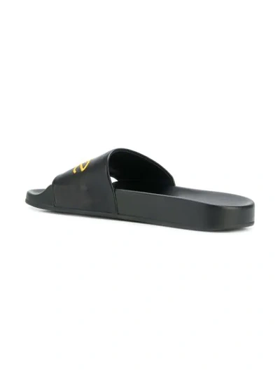 Shop Versace Logo Slider Sandals - Black