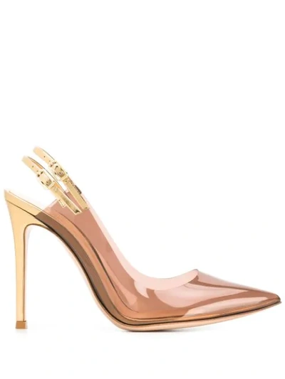 Shop Gianvito Rossi Transparent Stiletto Pump In Gold